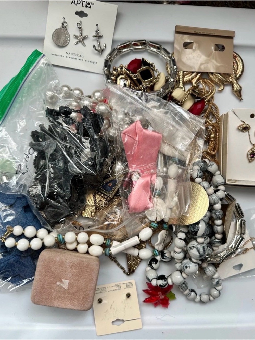 #61 - 3+ lbs. Craft Jewelry Bags (various metals & beads)